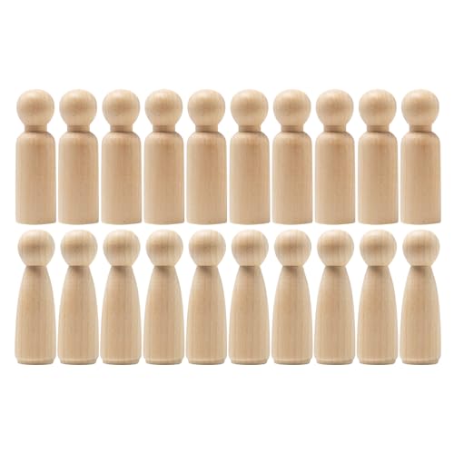 Sixfolo Holzfiguren Groß zum Bemalen 20 Stück Holzpuppen zum Basteln 90 mm Große Figurenkegel Holz Spielfiguren Rohlinge für Hochzeiten,Geburtstage und Partys Dekoration (2 Stile)