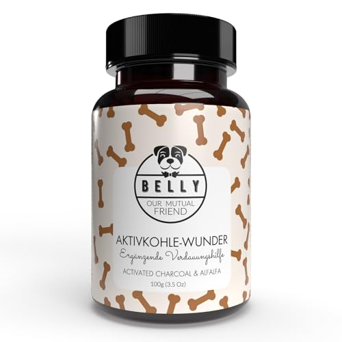 Belly® Natürliche Kohletabletten Hund - 100g - Aktivkohle Tabletten, Kohletabletten gegen Durchfall & zum Aufbau von Darmbakterien & Darmflora - mit Antioxidantien, Vitaminen und Mineralien, vegan