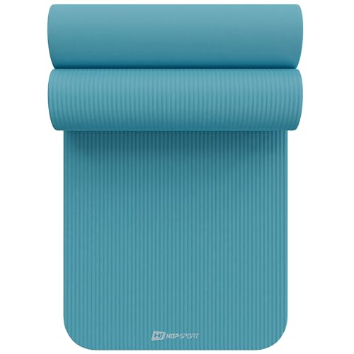 Hop-Sport Gymnastikmatte 190 x 60 cm x 2 cm, Sportmatte - gelenkschonend & rutschfest, Fitnessmatte aus NBR-Schaumstoff - extra-dick + Tragegurt- BLUE MIST