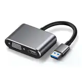 GERUI USB 3.0 auf HDMI VGA Adapter, USB zu VGA HDMI Adapter Konverter Unterstützung HDMI VGA Sync Ausgang 1080p kompatibel mit Windows XP/10/8/7