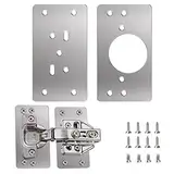 flintronic Edelstahl Scharnier Reparaturplatte, 2 Stück Küchenscharnier Reparaturplatten mit 12 Stück Schrauben, Küchen charnier Reparaturset Tür Schrank Wohnmöbel Schublade Kisten Fenster