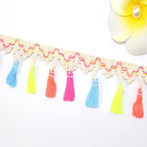 HAOBIN 5.6 Meter Quaste Trim Band Pompon Borte Fringe Pompoms Bunt Fransen Quasten Trim Fransen Spitzenborte Pomponborte Pom Bommelborte Pom Balls Fransenbesatz FüR Heimwerker NäH Dekoration (A)