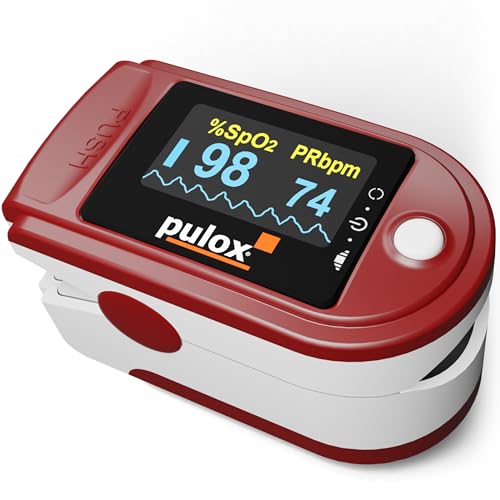 Pulsoximeter PULOX PO-200 Solo in Rot Fingerpulsoximeter für die Messung des Pulses und der Sauerstoffsättigung am Finger