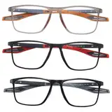 3 Pack Blaulichtfilter Brilles,Strahlungs UV Beschlagfreie Leichte Brille,Sportliche Federscharnierbrille für Männer Frauen ältere Menschen Leichter Körperlicher Betätigung und Täglichen Freizeit