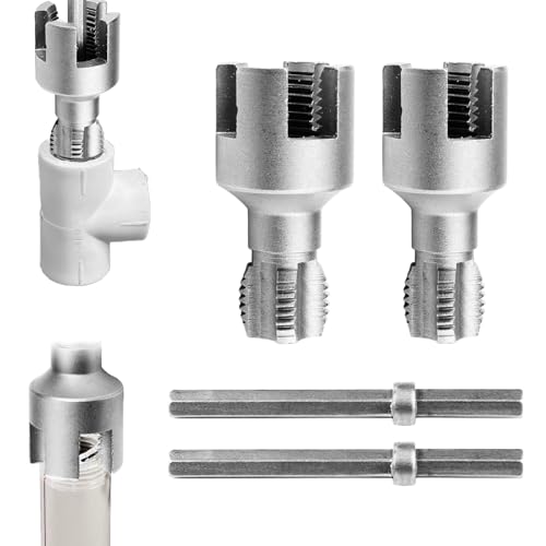 Integriertes Rohrgewindeschneidwerkzeug für innen und außen, 2025 Neuheit 1/2" und 3/4" Rohrgewindeschneider, duale Funktion, PVC-Schneideisen für Kunststoffrohre PPR (1/2"+3/4")