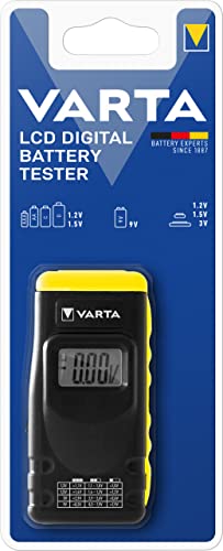 VARTA Batterietester LCD Digital für Batterien, Akkus und Knopfzellen, Testgerät für alle wichtigen Batteriegrößen (AA, AAA, C, D, 9V)