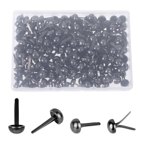 Musterbeutelklammern 200 Stück Schwarz Metall Rundkopfklammern Musterklammern Musterbeutelklammer für Scrapbooking DIY Basteln Handwerk(8 * 17 mm)