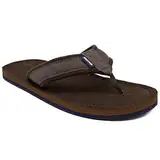 Nautica Men's Tayrona Flip Flop, Rustic Style Fabric Lined, Beach Sandal-Dark Brown-12