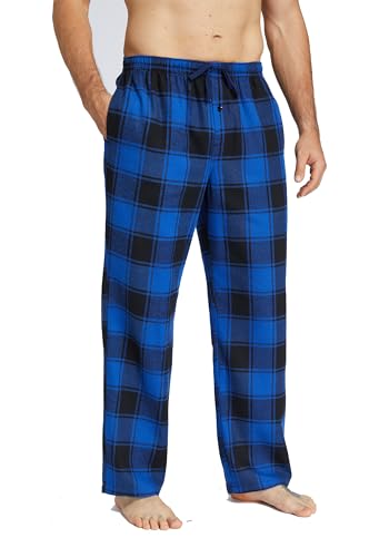 Jveyvth Herren Pyjamahose Flanell Baumwolle kariert Schlaf & Lounge Hose, PJ Hose mit Taschen und Knopfleiste