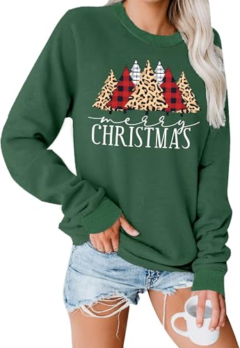 hohololo Weihnachts Sweatshirt Damen Weihnachtspullover Merry Christmas Pullover