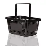 Einkaufskorb schwarz 22l Handkorb mit Tragebügel | Kunststoffkorb stapelbar | Tragekorb stabil | Plastikkorb lebensmittelgeeignet | Shopping-Basket