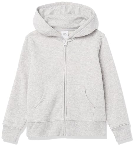 Amazon Essentials Mädchen Fleece-Kapuzenpullover mit Reißverschluss, Hellgrau Meliert, 10 Jahre