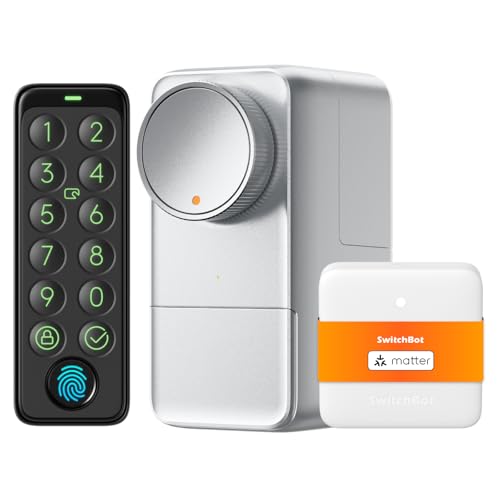 SwitchBot WLAN Smart Lock Pro mit Touchscreen-Tastatur, Türriegelschlösser, Smartes Türschloss, Elektronisches Türschloss, Türöffner per App, Fingerprint, Code, Alexa, Google, unterstützt Matter