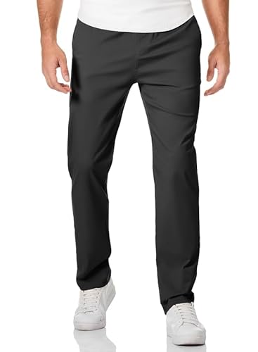 Meilicloth Herren Jogginghose Herren Chino Hose Chinohose Stretchhose Baumwolle Sporthose Casual Freizeithose mit Enger Passform mit Taschen Schwarz 32