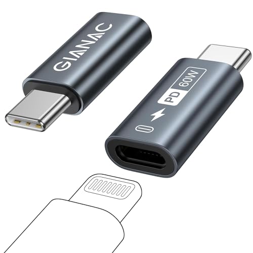 Lightning auf USB C Adapter [2Stück] Adapter Lightning auf USB C Schnelles Laden,Output Power MAX Kompatibel PD 60W für iPhone15/15 Pro/15 Pro MAX, Samsung Galaxy S23, Nicht für OTG/Audio