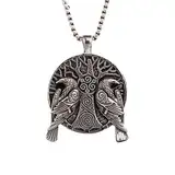 Viking Odin Raven Pendant Necklace - Mächtiger Wikinger Schmuck für Herren und Damen - Edelstahl Halskette mit nordischer Mythologie und keltischen Runen - Geschenk