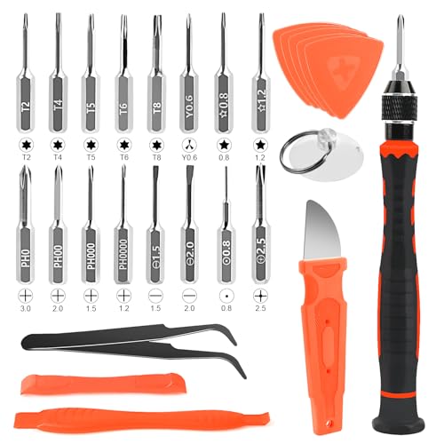 VFANDV Feinmechaniker Schraubendreher Set, 28-in-1 Precision Screwdriver Set, Mini Werkzeug Kit mit Torx T2 T4 T5 T6 T8, Triwing Y0.6, -1.5/2.0, usw, für PS5, Switch,Laptop, PC, Brillen, Uhren