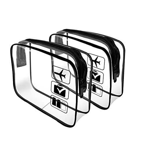 2 Stück Kulturbeutel Transparent, Transparente Kulturtasche 1 Liter Beutel Flugzeug handgepäck Flüssigkeiten Beutel Handgepäck TSA-geprüft Kosmetiktasche,Transparente Tasche Flughafen-konforme Tasche
