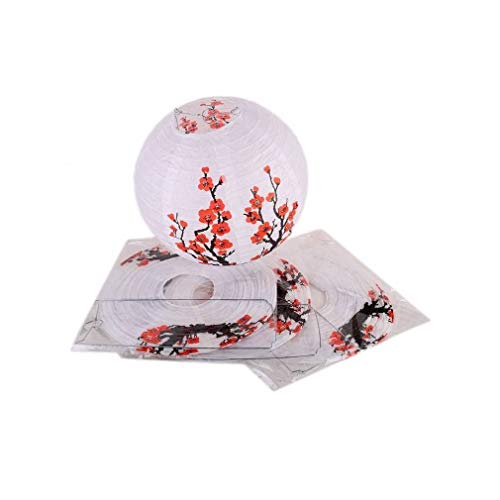 lachineuse 4er-Set Chinesische Laternen – Papierlampen – Papierlaternen – Pflaumenblüten – Himmelslaterne – Japanische Lampe – Asia Deko, Papier, Wweiss, 25 cm, 4