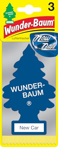 WUNDER-BAUM Auto-Lufterfrischer I Anhänger für langanhaltenden Duft im Auto oder zu Hause I New Car, 3 Stück, Blau