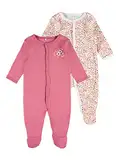 NAME IT Baby Mädchen Schlafanzug 2er-Pack mit Füßen Rose Wine-80