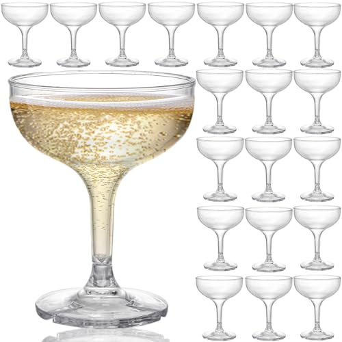 Peohud 20 Stück Champagner Kelch Gläser, 147ml Unzerbrechliche Champagnerschalen aus Acryl,Wiederverwendbare Champagnerbecher für Party, Zuhause, Bar, Hochzeit, Picknick