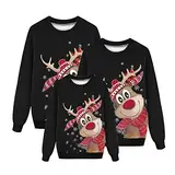 angebot des tages blitzangebot, Weihnachtspullover Familie Set Damen Herren Kinder Lustig Weihnachtspulli Ugly Christmas Sweater Rundhals mit Reindeer Unisex Weihnachts Pullover Weihnachtsoutfit