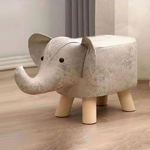 Cartoon-Tier-Fußhocker, Niedliche Tier-Fußhocker, Elefanten-Fußhocker, Kleine Bank für Wohnzimmer, Spielzimmer, Veranda, Schlafzimmer (rot)(Grau weiß)