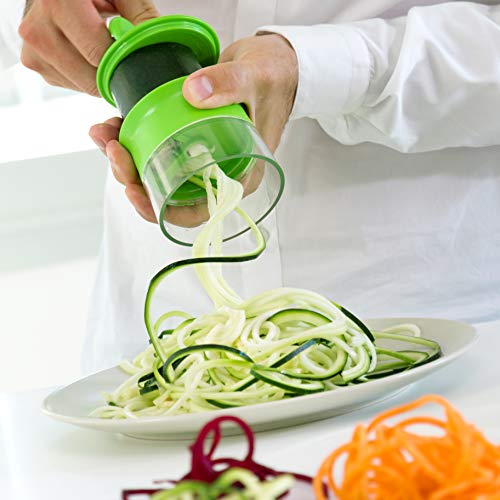 InnovaGoods - Manueller Gemüseschneider Spiru, Einfach zu Bedienen, Ideal für Zucchini & Möhren, Spülmaschinenfest, Grün, 8x8x9 cm, ABS-Kunststoff