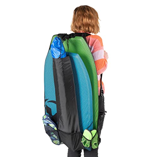 Yello Mehrzweck-Bodyboard-Tasche, Strandtasche, mit wasserdichter Rückseite, bis zu 106,7 cm Bodyboard-Rucksack, schwarz, 110 x 60 cm
