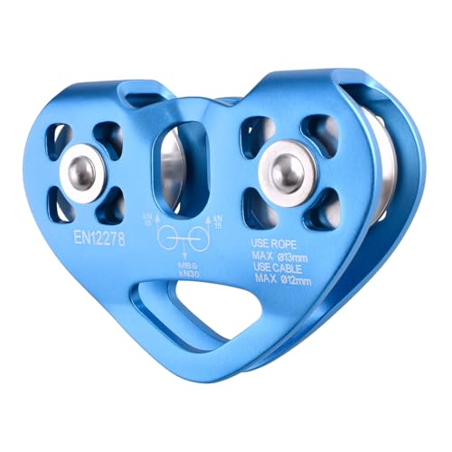 TRIWONDER 30kN Seilrolle Umlenkrolle Abseilgerät für Seile bis 13 mm Durchmesser (Blau)