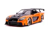 Jada Toys 253203058 Fast & Furious Han's Mazda RX-7, Auto, Tuning-Modell im Maßstab 1:24, mit Spoiler, zu öffnende Türen, Motorhaube und Kofferraum, Freilauf, orange