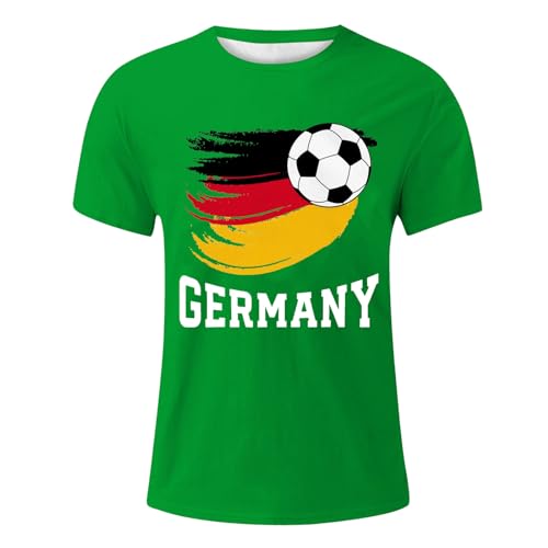 UEFA-Fußball-Europameisterschaft 2024 Seiden Tops Herren Casual Cartoon Prints Sport Strand Urlaub Print Tops L Blau (Green, M)