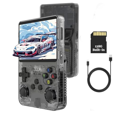 XiFanHo R36S Retro Handheld Game Console 128G - 3.5“ IPS Bildschirm mit 20000+ Classic Games Tragbarer Pocket Video Game Player Open Source Linux OS mit 3200mAh Batterie (Schwarz)