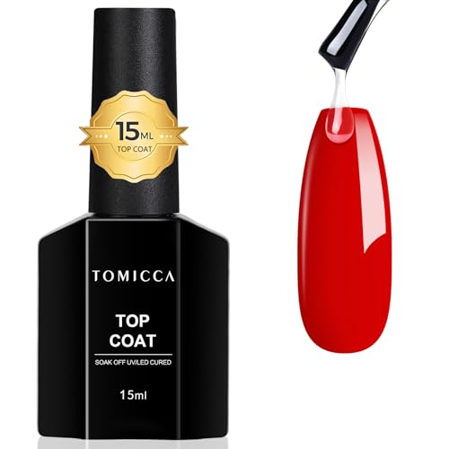 TOMICCA 15ml No Wipe Top Coat UV Nagellack Gel Für Gelnägel High Gloss Top Coat Gel Nagellack Nail Art Starter Manicure Salon DIY at Home