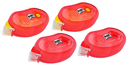 Pritt Kleberoller Compact non permanent und permanent, für wiederablösbare und dauerhafte Verklebungen, Bandlänge 10 m, Bandbreite 8,4 mm, Spar-Set mit 4 Kleberollern, 9HZCGXBP1X