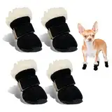 Hundeschuhe Pfotenschutz Winter, 4pcs Schneestiefel Hunde, Hunde Schuhe Anti Rutsch, Rutschfest und Warm, Geeignet für Kleine und Mittelgroße Hunde für Outdoor-Aktivitäten im Winter, Waschbar (M)