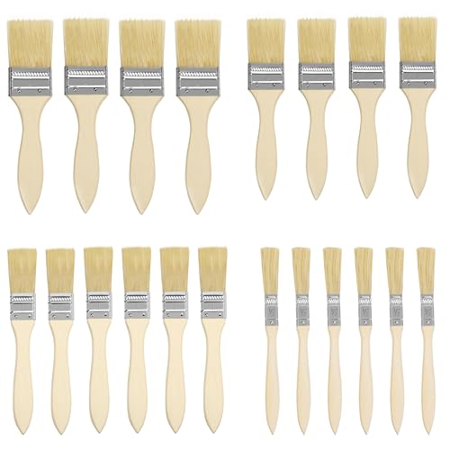 Kurtzy Holz Pinsel (20er Pack) - Pinselset für Farbe Lack Beizen - Pinsel Set Lasurpinsel Malerpinsel - Holzlasur Flachpinsel - Lackpinsel Lackierpinsel - Pinsel Breit