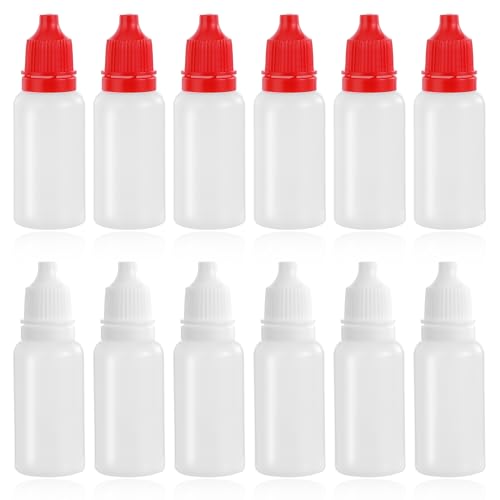 Lusofie 12 Stück 15 Ml Liquid Flaschen Leere Plastik Tropfflaschen Reise Quetschflasche Quetschbare Kunststoff Tragbare Augentropfen Flaschen Mit Kappe Und StöPsel Zum Mischen Von Flüssigkeiten