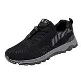 Atmungsaktives Mesh lässige Wanderschuhe Herren-Sport-Sneaker Winter atmungsaktiv rutschfest Mesh einfarbig bequem (Schwarz 43)