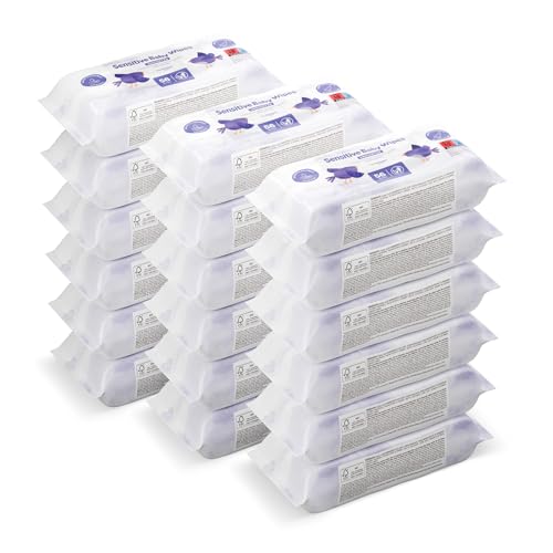 by Amazon Sensitive Babytücher, 1008 Feuchttücher, 18er-Packung á 56 Stück (Zuvor eine Marke von Mama Bear, gleiches Produkt)