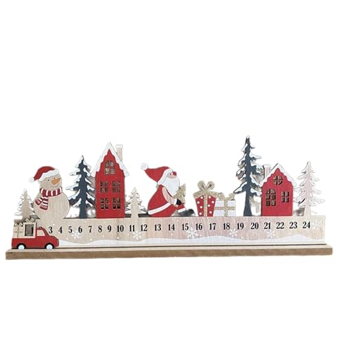 Dusarls Weihnachten Adventskalender, Weihnachtsszene Countdown Adventskalender, Slide Holz Weihnachten Adventskalender für Kinder Weihnachten Ornament Andenken