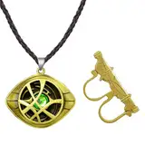 Doctor Strange Kette, Doctor Strange Ring, Dr Strange Schmuck, Doctor Strange Halskette, Eye of Agamotto Necklace, Cosplay Anhänger Halskette, Superheld Geschenke, für Kinder Frauen Mädchen