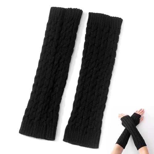 Armstulpen Damen Winter, Armstulpen Arm Schwarz, Arm Hand Warmers, Fingerlose Armstulpen Feinstrick Lang Handwärmer Stulpen, Weiche Und Stretch-Handschuhe, Stulpen Hände Damen, Stulpen Damen Arm