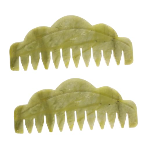 Beaupretty Jade Stein Massage Kamm: Jade Platte Schaben Haar Kamm 2Pcs Kopfhaut Massager für SPA Akupunktur Therapie Trigger Punkt Behandlung