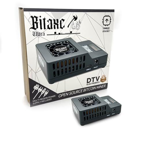 Bitaxe Ultra Open Source Bitcoin ASIC Miner – BTC Miner with 500 GH/s Hash Rate, Low Power Consumption – Quiet Solo Bitcoin Miner for Home Use with Multi-Regional PSU by DTV ₿ ELECTRONICS