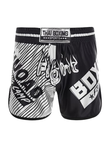 CHICTRY MMA Kids Boxing Shorts Junge Kurze Hose Kinder Boxen Fitness Kampfsport Muay Thai Trainingshose Sportswear Weiß schwarz 122-128