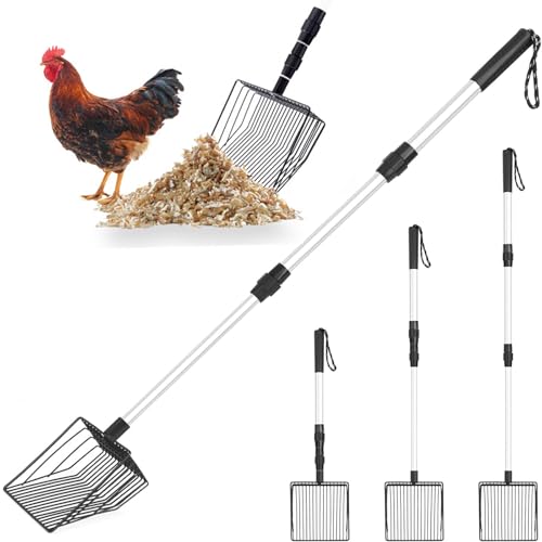 Hühnerkotschaufel, Hühnerstall Zubehör, Chicken Poop Scooper, 3 in 1 Einstellbare Hühnerschaufel für die Reinigung, Hühnerstall Reinigungswerkzeuge, Siebschaufel für Hühnerstall Trennung