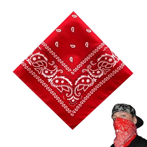 Bandana Damen, Halstuch, Bandana Rot, Bandana Baumwolle, Bandana Kopftuch, Für Unisex Tuch Bindetuch, Headwear, Haar, Schal, Paisley Muster, Bandana Kinder Tuch, Rotes Bandana (55 X 55 Cm)