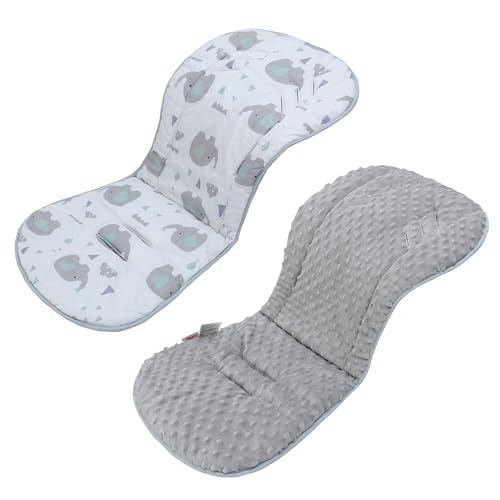 LAT Sitzauflagen für Kinderwagen, Doppelseitige Universal Kinderwagen Einlage für Babyschale Buggy Autositz, Weich & Atmungsaktiv Sitzeinlage für Kinderwagen für Babys & Kleinkinder (Elefant)